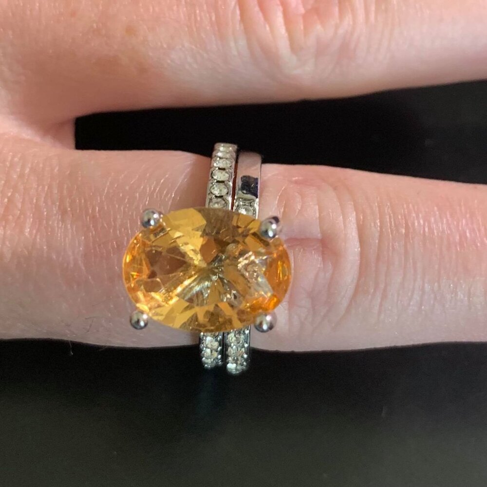 Women's Brand New Topaz Oval Cut with a Sterling Silver Matching Band